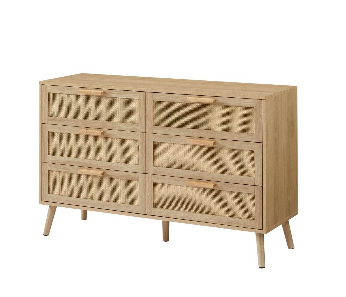 Natural 6-Drawer Rattan Cabinet Dresser With Storage - Sleep Galleria
