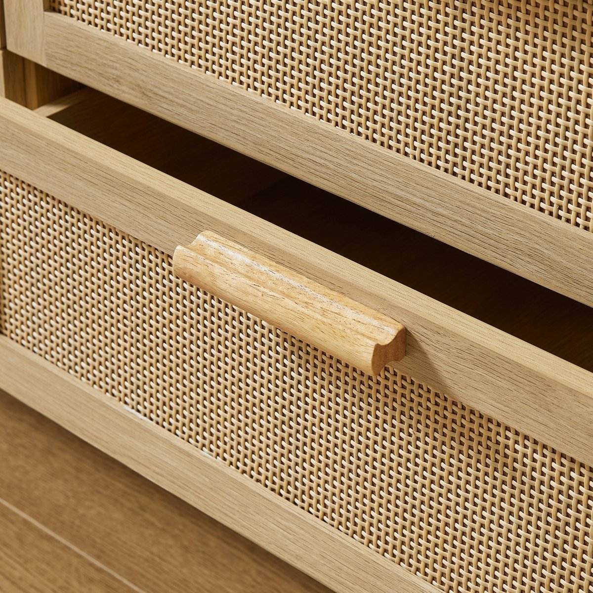 Natural 6-Drawer Rattan Cabinet Dresser With Storage - Sleep Galleria