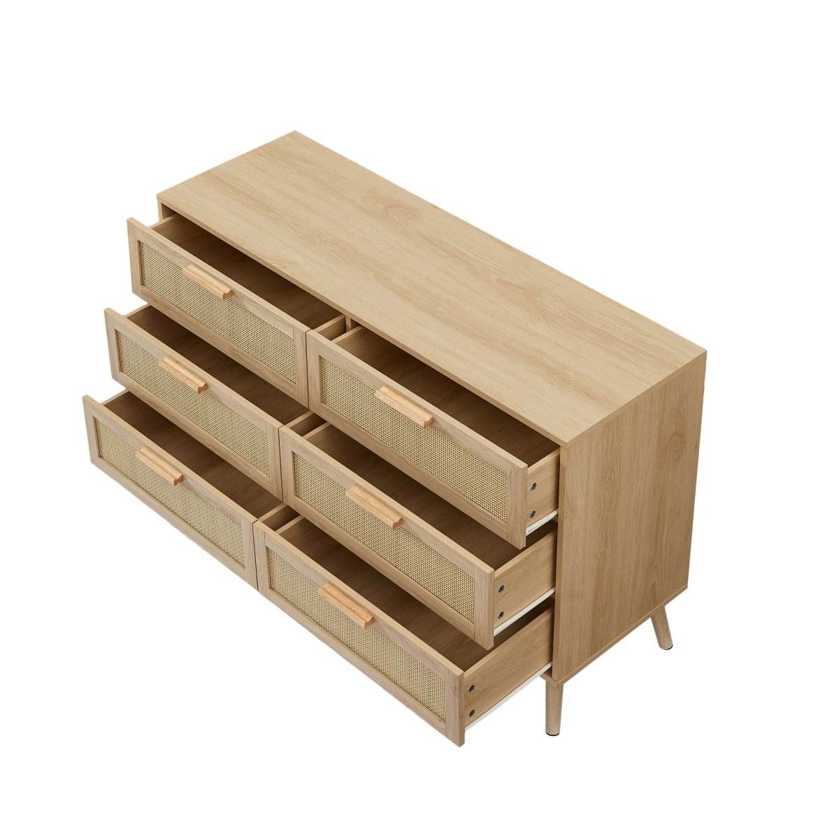 Natural 6-Drawer Rattan Cabinet Dresser With Storage - Sleep Galleria