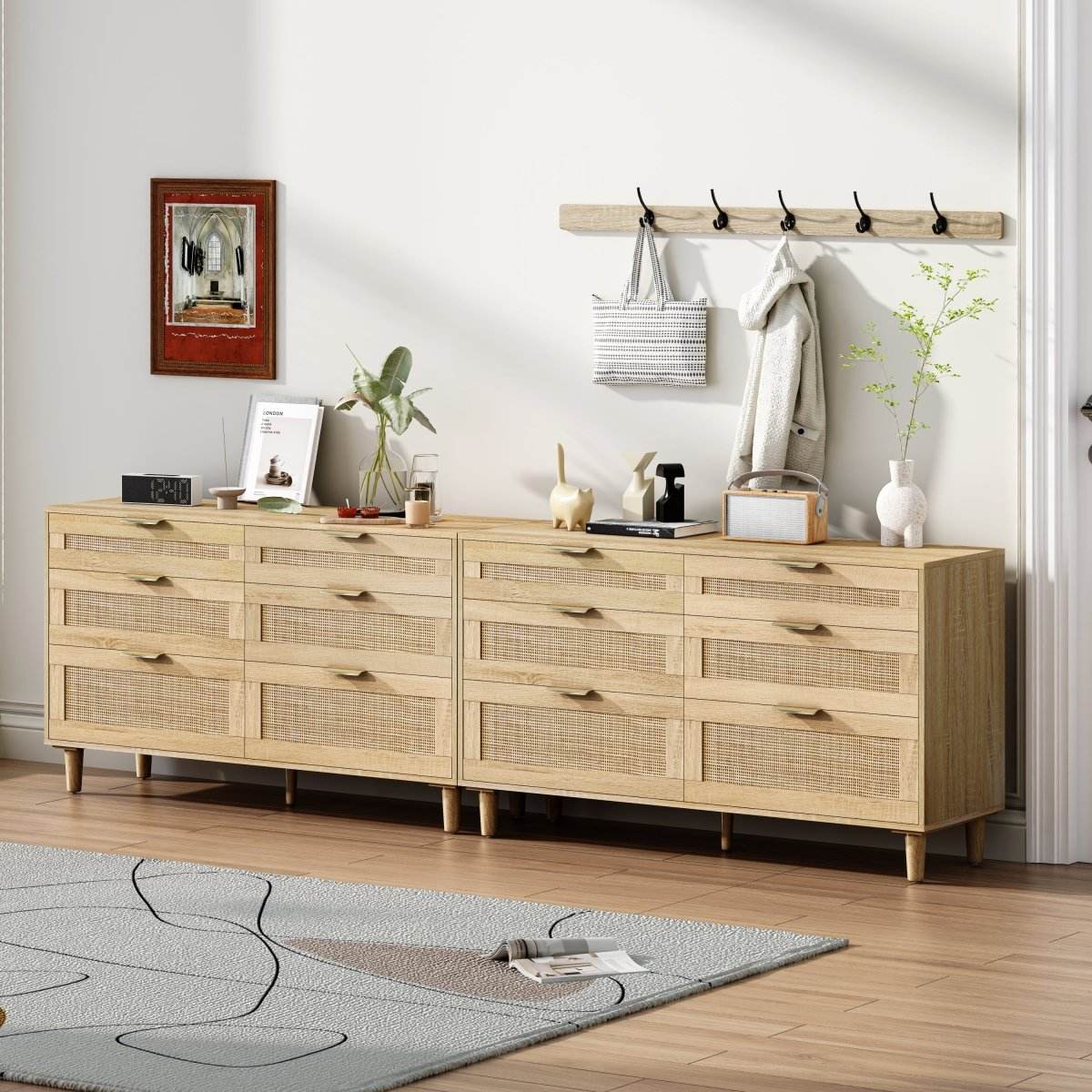 Natural Rattan 6-Drawer MDF And Metal Dresser - Sleep Galleria
