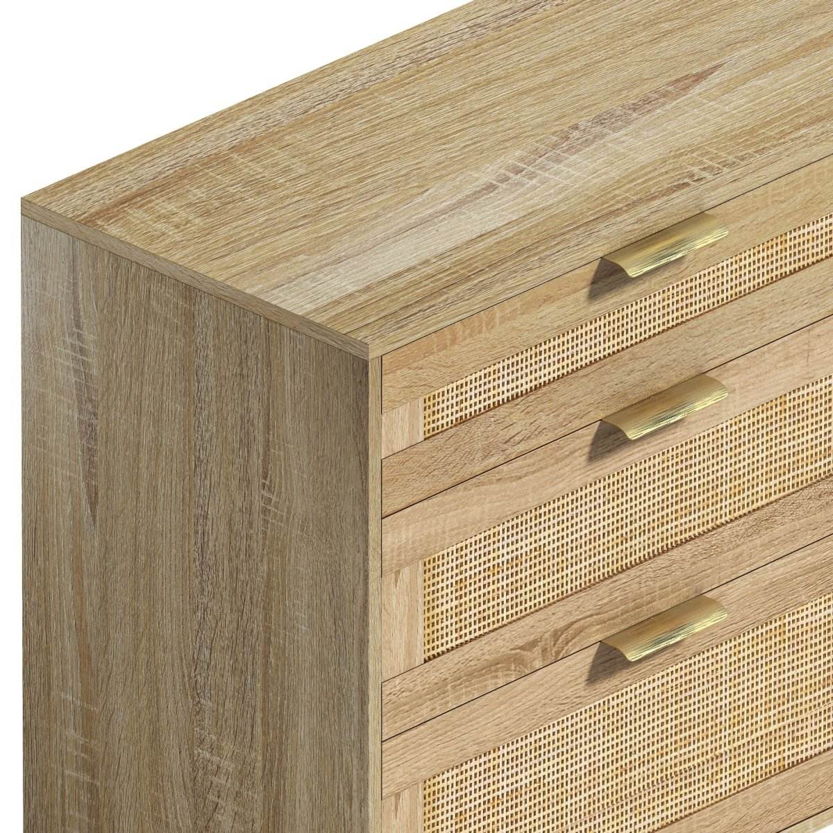 Natural Rattan 6-Drawer MDF And Metal Dresser - Sleep Galleria
