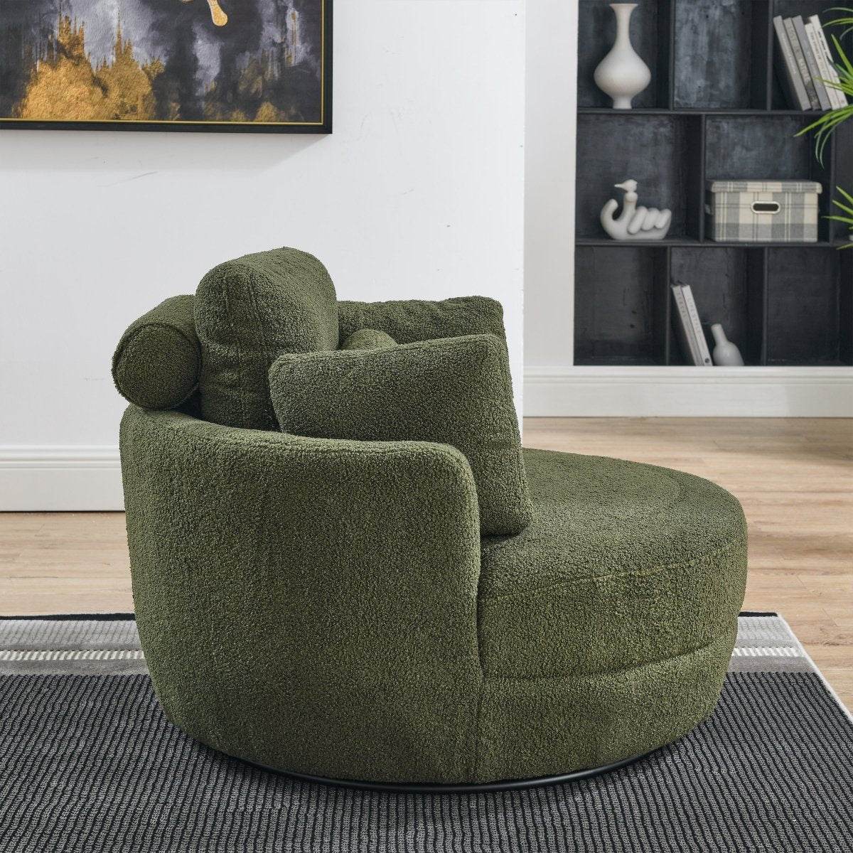 Oversized Upholstered Swivel Chair With Storage Ottoman - Omega Lifestyles
