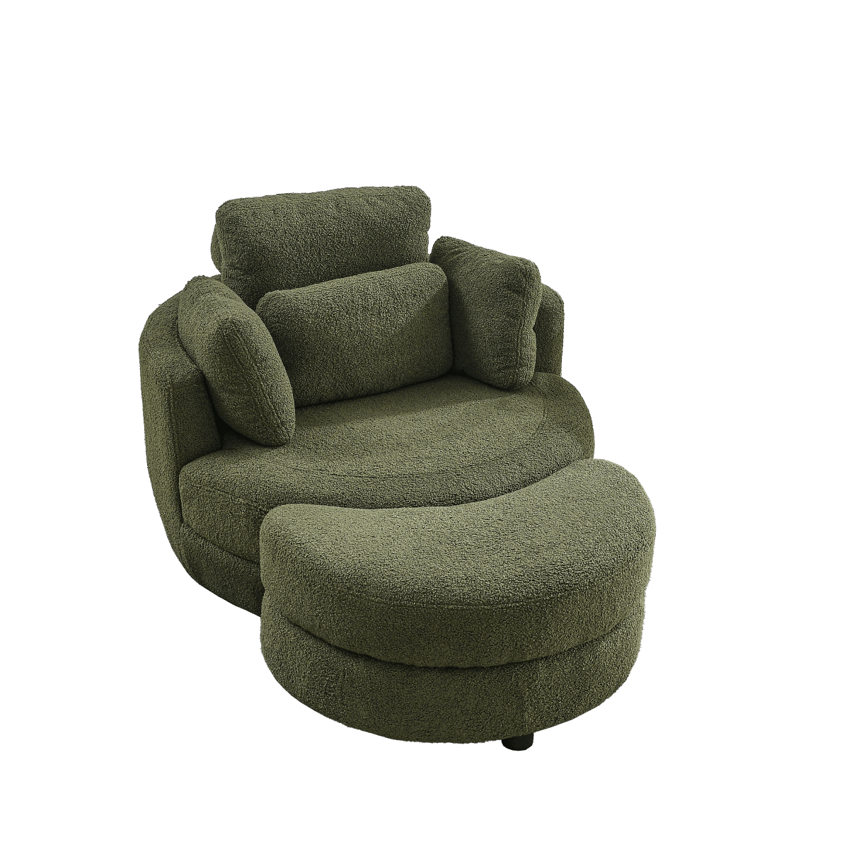 Oversized Upholstered Swivel Chair With Storage Ottoman - Omega Lifestyles