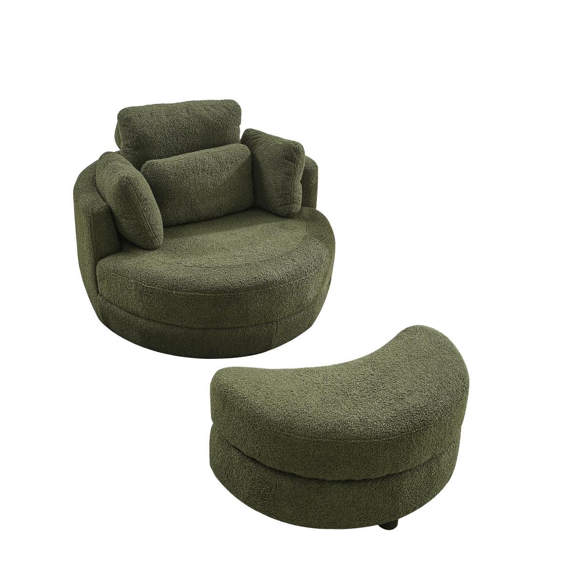 Oversized Upholstered Swivel Chair With Storage Ottoman - Omega Lifestyles
