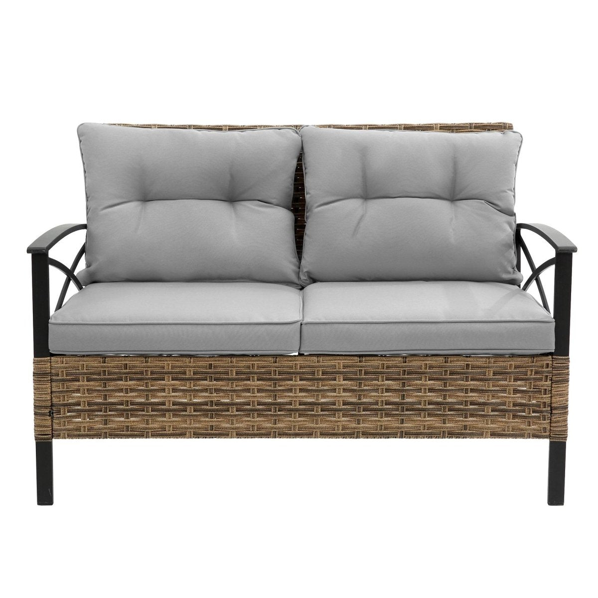Patio 4 - Piece Grey Steel Outdoor Dining Sofa Set - Blissora - Omega Lifestyles