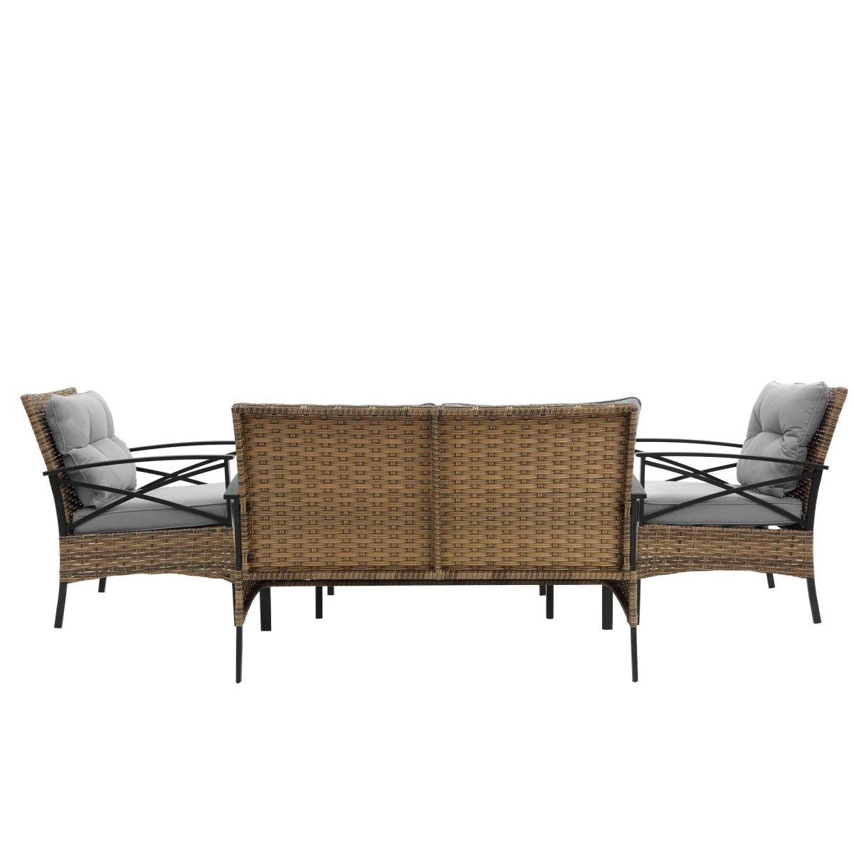 Patio 4 - Piece Grey Steel Outdoor Dining Sofa Set - Blissora - Omega Lifestyles
