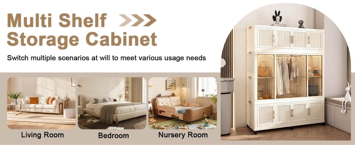 Portable Wardrobe Closet Organizer With Magnetic Doors - Omega Lifestyles