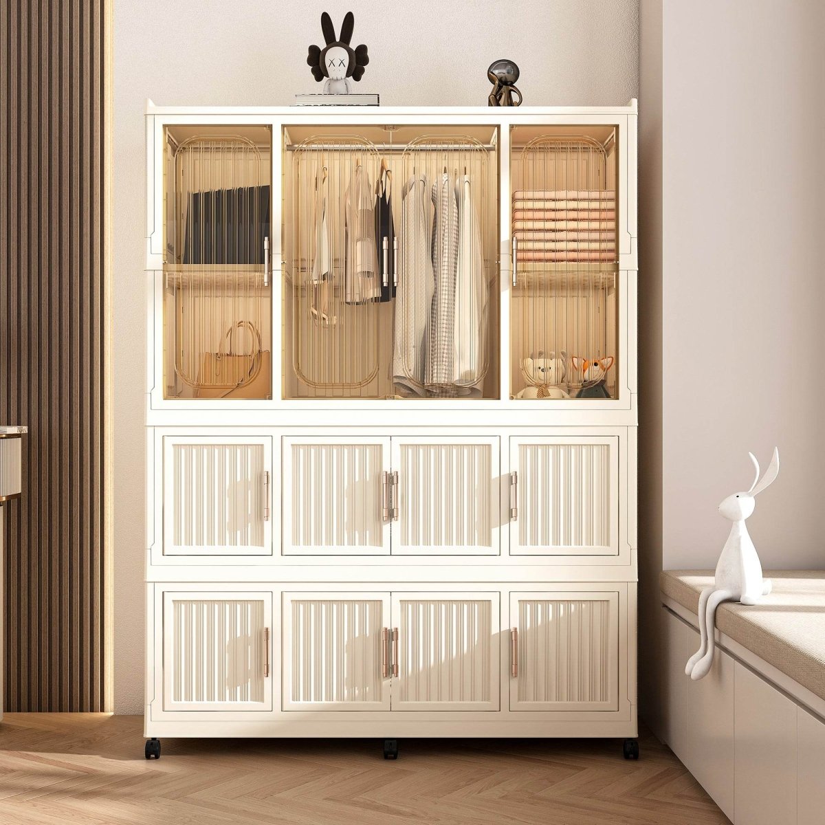 Portable Wardrobe Closet Organizer With Magnetic Doors - Omega Lifestyles
