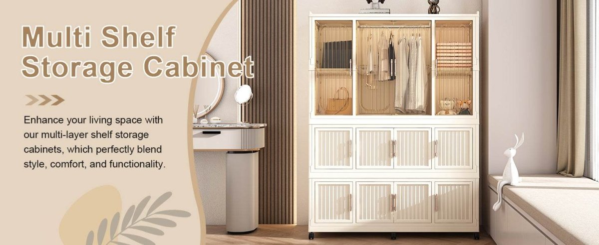 Portable Wardrobe Closet Organizer With Magnetic Doors - Omega Lifestyles