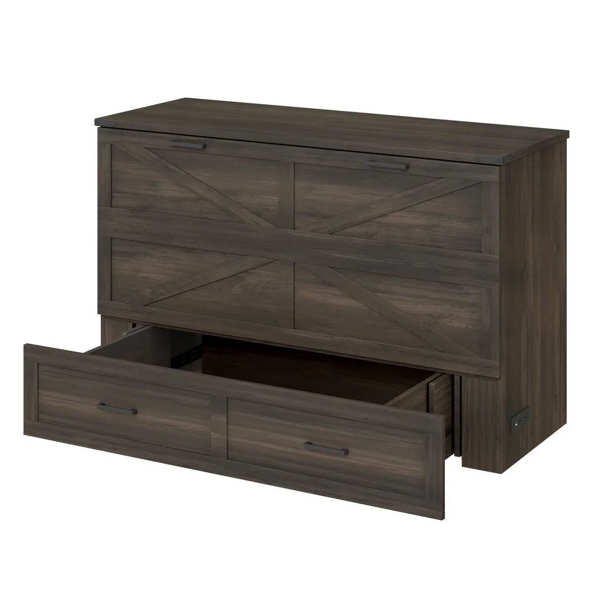 Queen Farmhouse Murphy Cabinet Bed With Charging Station - Omega Lifestyles
