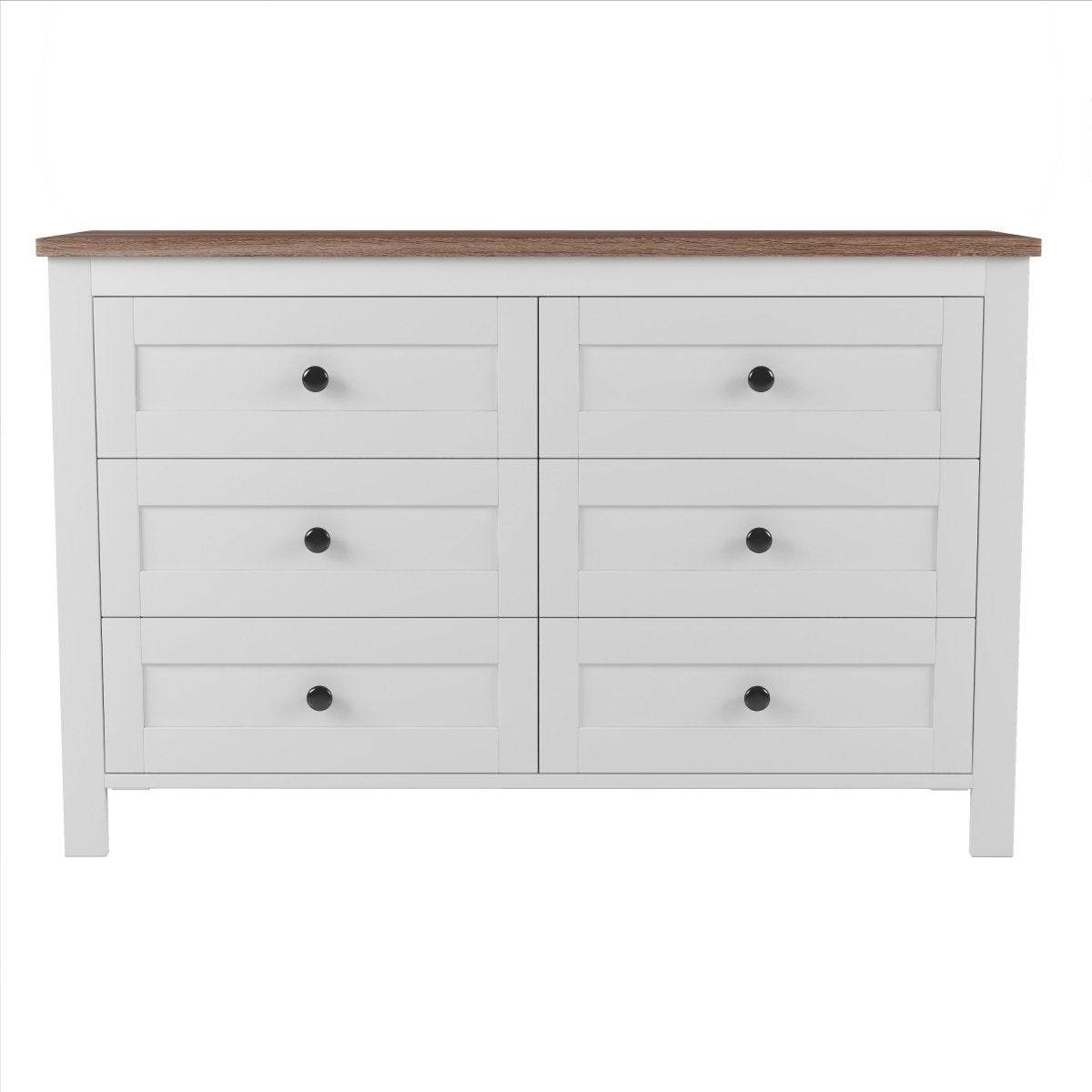 Retro Farmhouse Style Six-Drawer Wooden Dresser - Sleep Galleria
