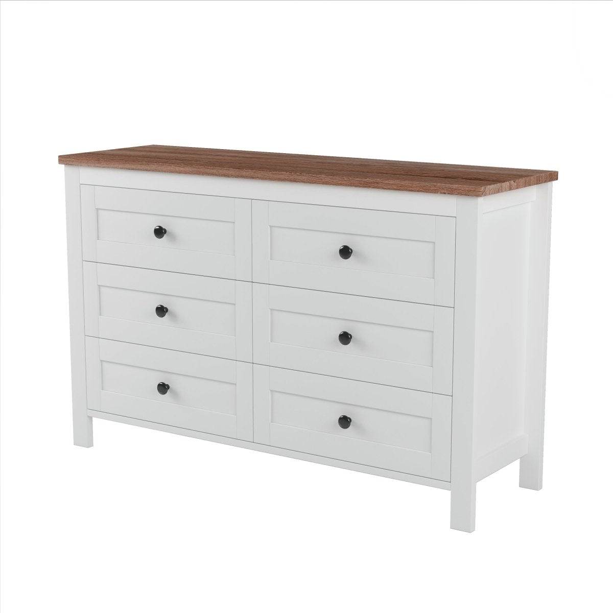 Retro Farmhouse Style Six-Drawer Wooden Dresser - Sleep Galleria
