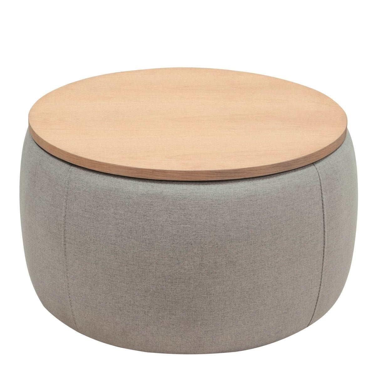 Round Linen Upholstered Storage Ottoman With Removable Top - Sleep Galleria