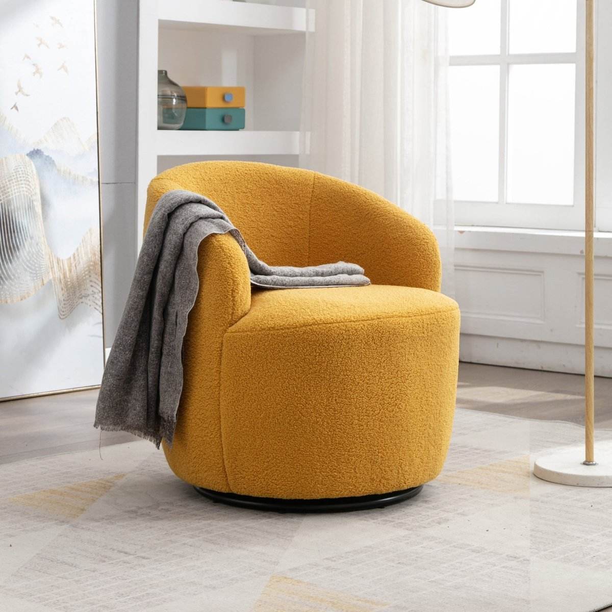 Soft Teddy Fabric Upholstered Swivel Accent Armchair - Sleep Galleria