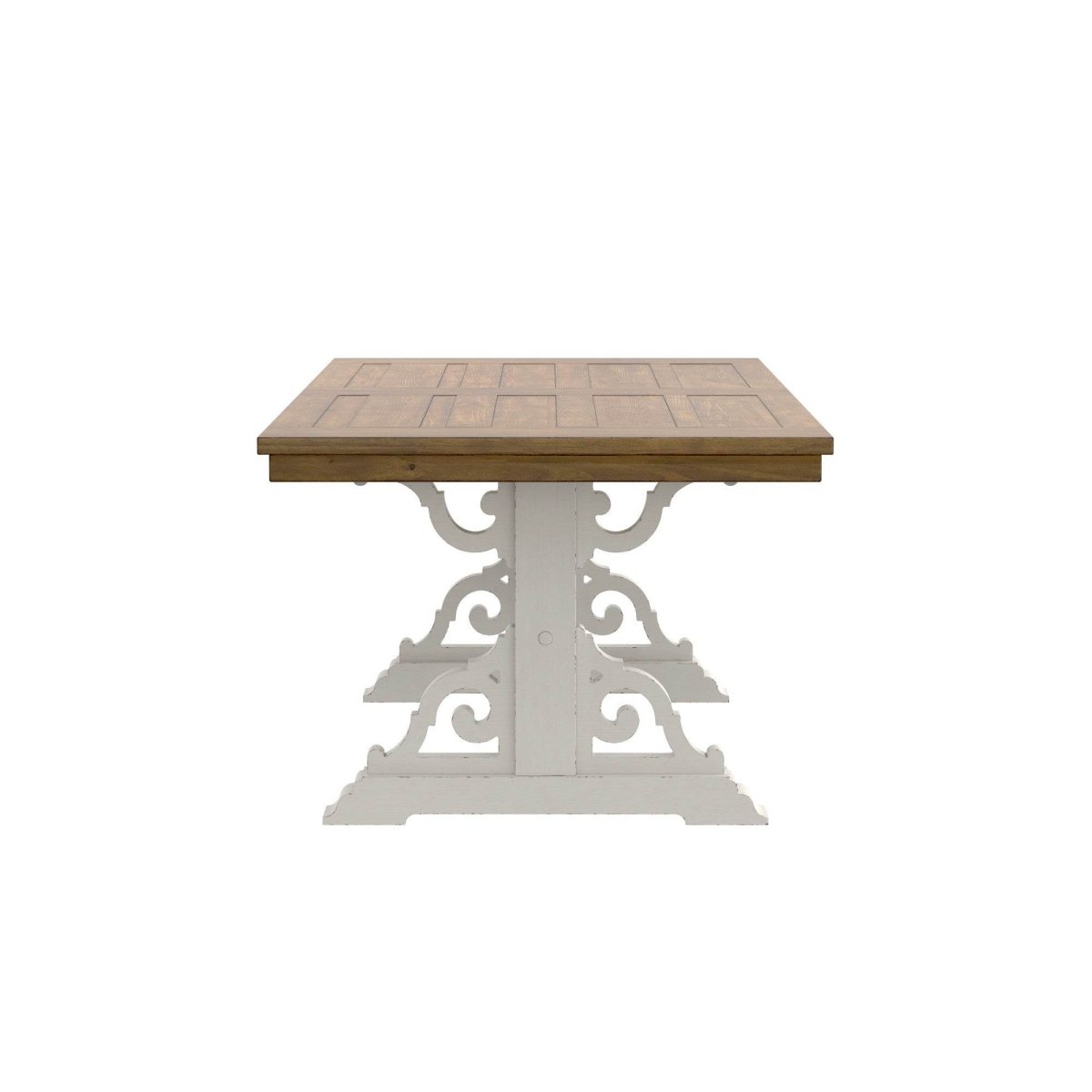 Solid Wood Brown White Trestle Dining Table - Blissora - Omega Lifestyles
