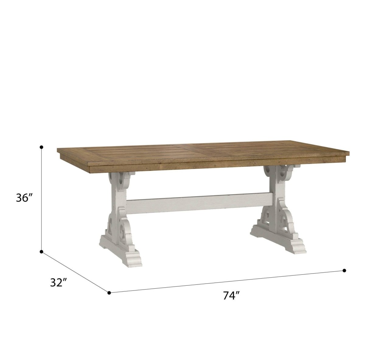 Solid Wood Brown White Trestle Dining Table - Blissora - Omega Lifestyles