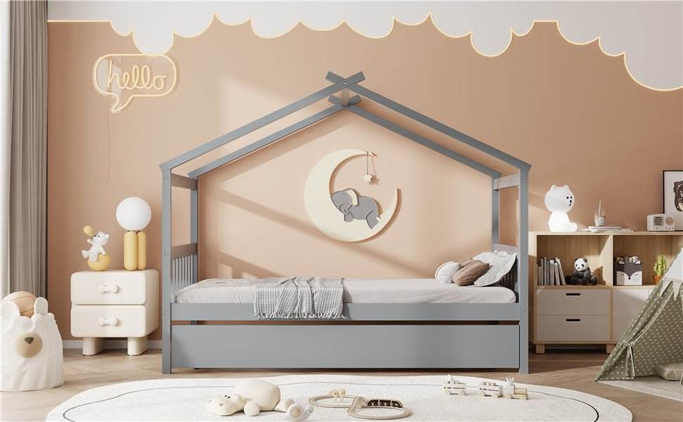 Twin Solid Wood House Daybed With Trundle - Sleep Galleria