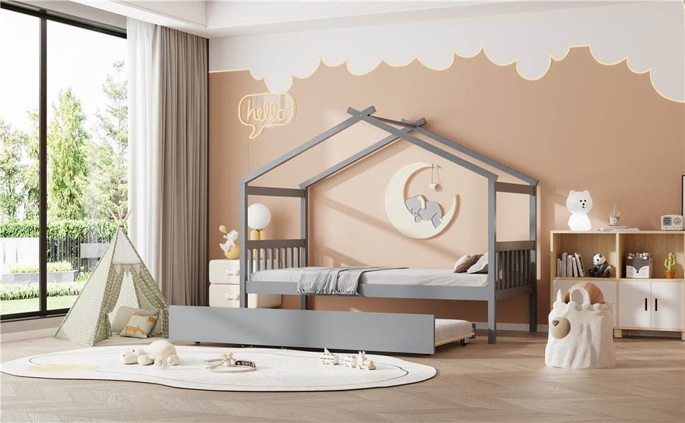 Twin Solid Wood House Daybed With Trundle - Sleep Galleria