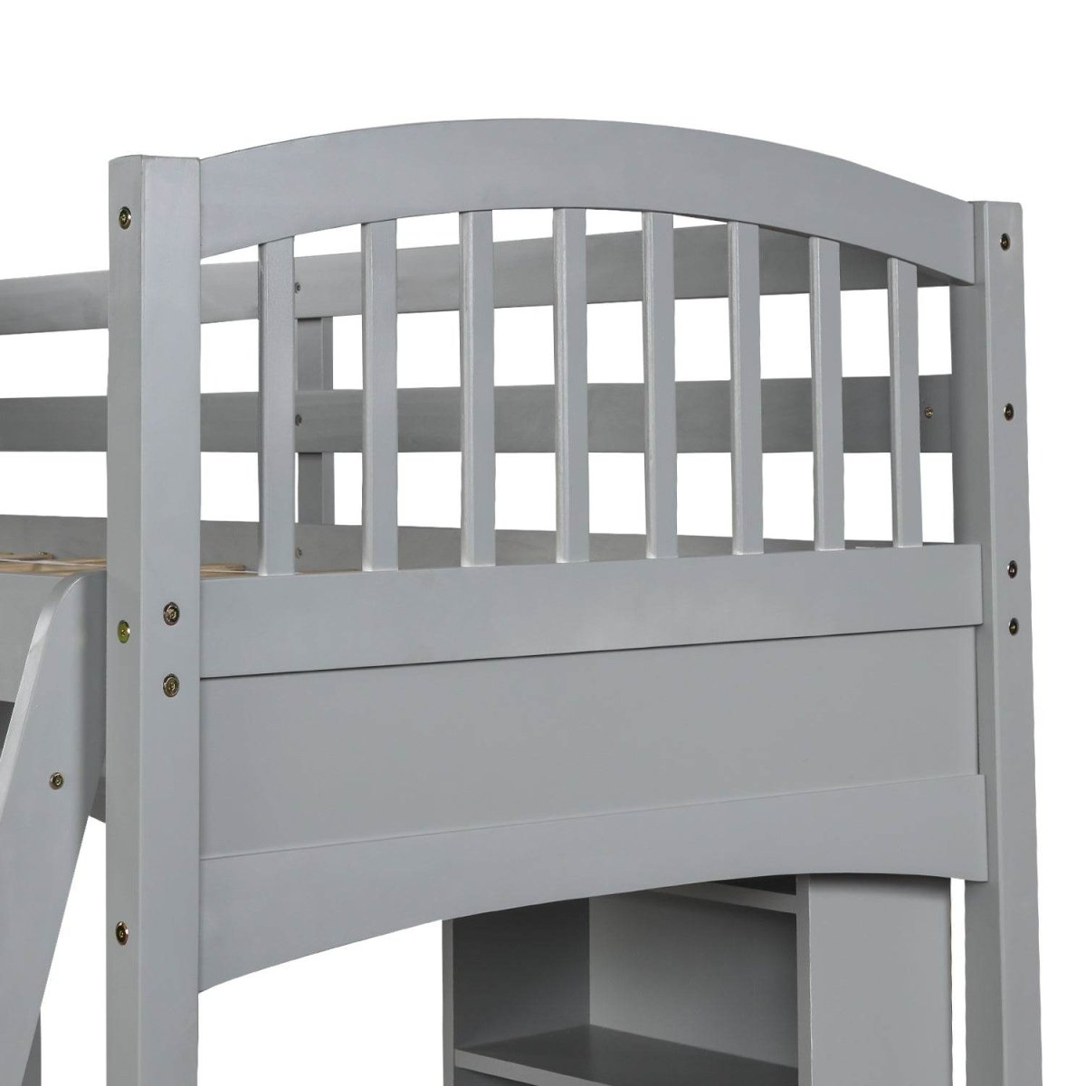 Twin Solid Wood Loft Bed With Desk and Storage Shelves - Blissora - Omega Lifestyles