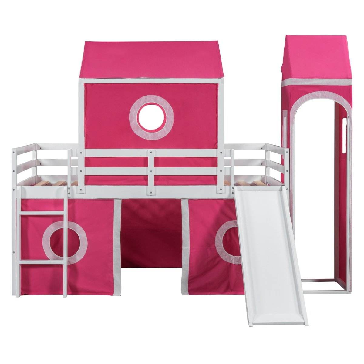 Twin Solid Wood Loft Bed With Slide Tower - Sleep Galleria