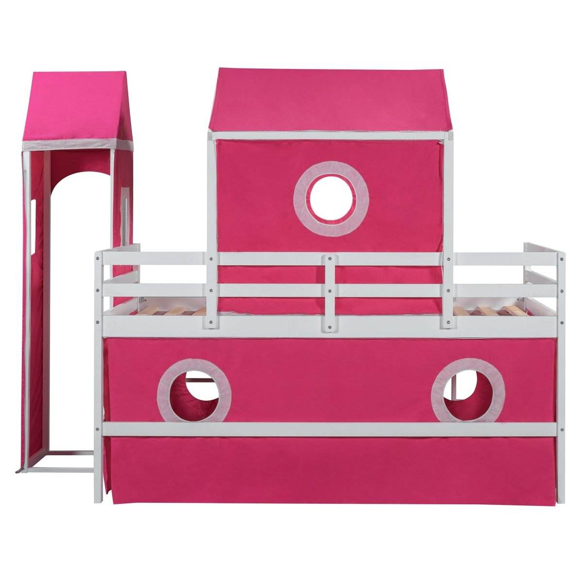 Twin Solid Wood Loft Bed With Slide Tower - Sleep Galleria