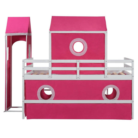Twin Solid Wood Loft Bed With Slide Tower - Sleep Galleria