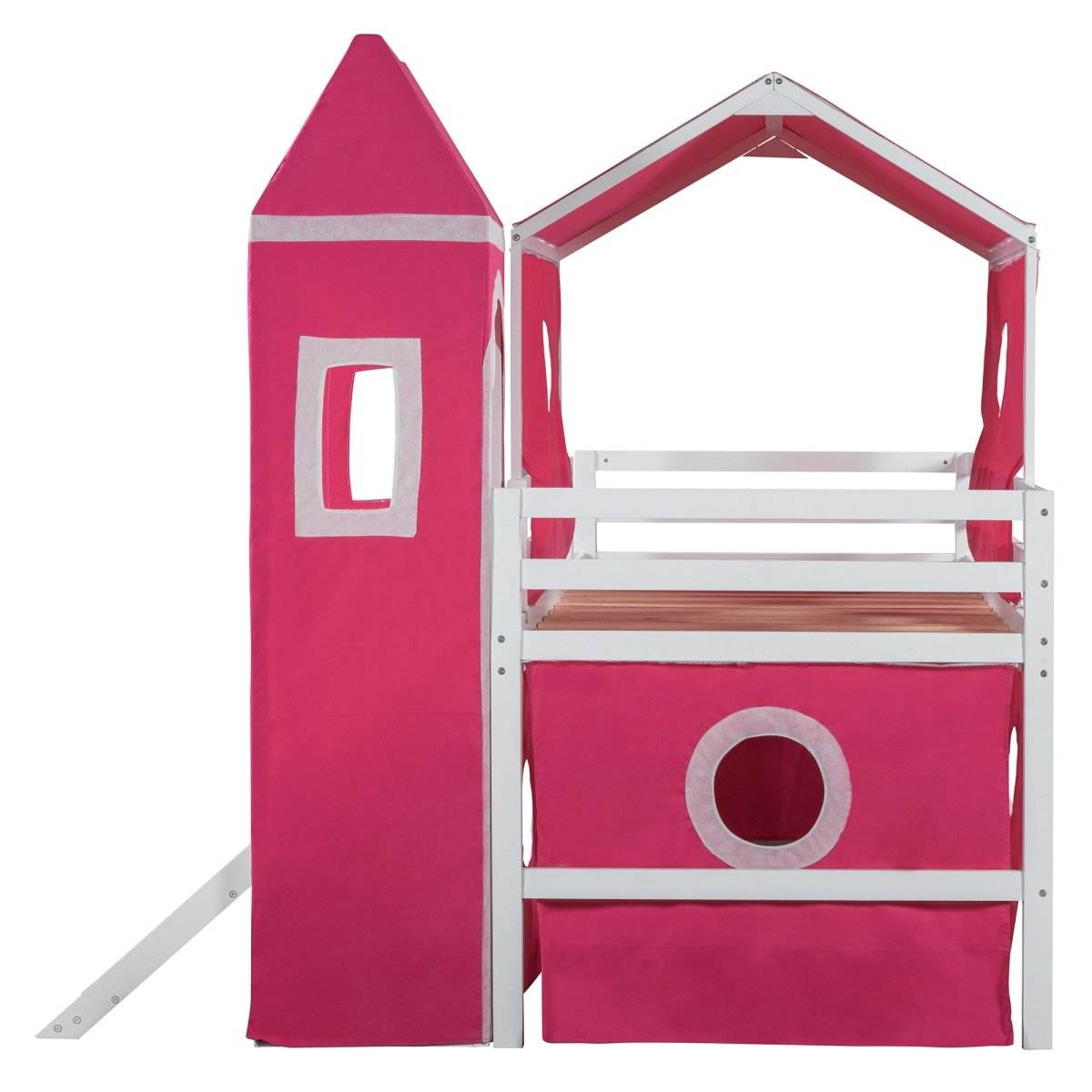 Twin Solid Wood Loft Bed With Slide Tower - Sleep Galleria