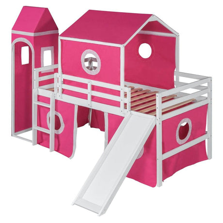Twin Solid Wood Loft Bed With Slide Tower - Sleep Galleria