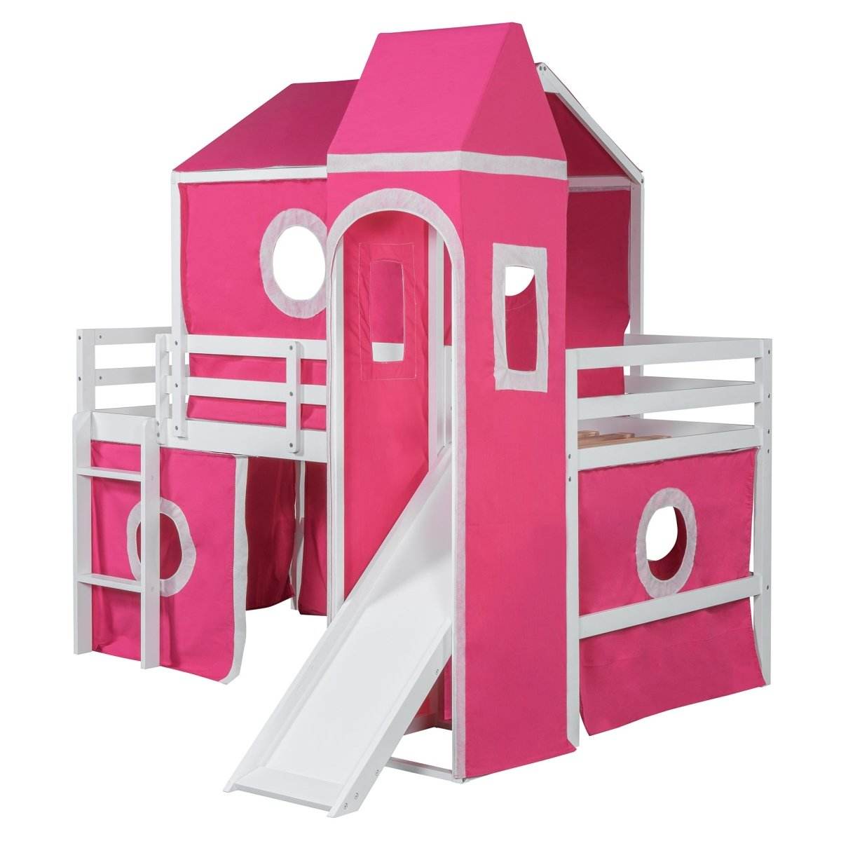 Twin Solid Wood Loft Bed With Slide Tower - Sleep Galleria
