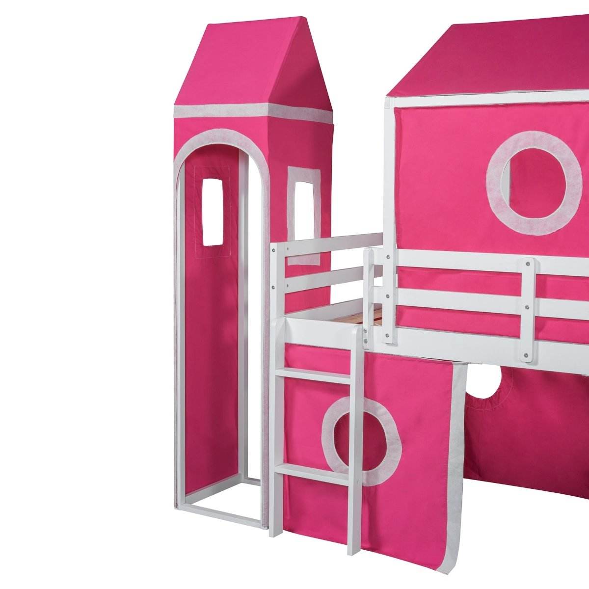Twin Solid Wood Loft Bed With Slide Tower - Sleep Galleria