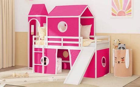 Twin Solid Wood Loft Bed With Slide Tower - Sleep Galleria