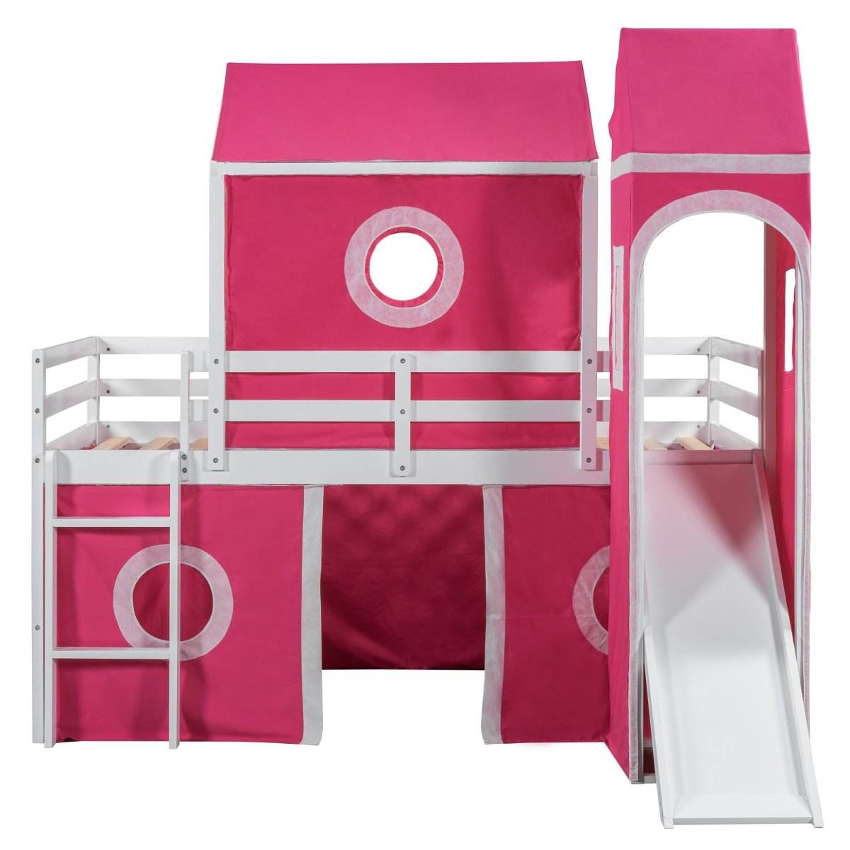 Twin Solid Wood Loft Bed With Slide Tower - Sleep Galleria