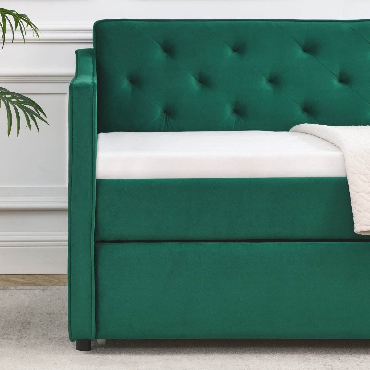 Twin Upholstered Velvet Daybed With Trundle - Sleep Galleria