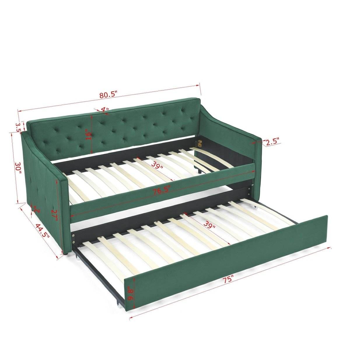 Twin Upholstered Velvet Daybed With Trundle - Sleep Galleria