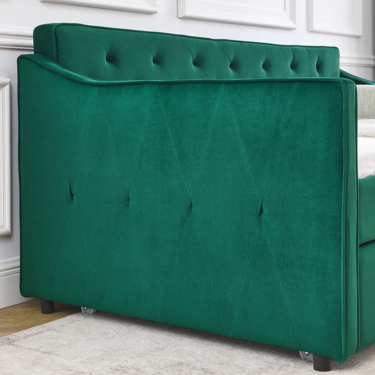 Twin Upholstered Velvet Daybed With Trundle - Sleep Galleria