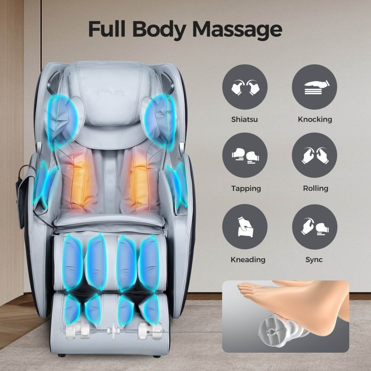 3D Shiatsu Recline Massage Zero Gravity Chair - Sleep Galleria