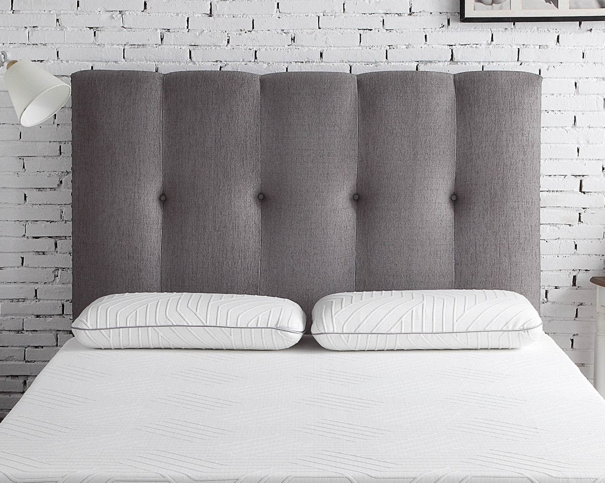 Queen Tufted Upholstered Wood Panel Headboard Gray Polyester - Bridgevine Home - Omega Lifestyles