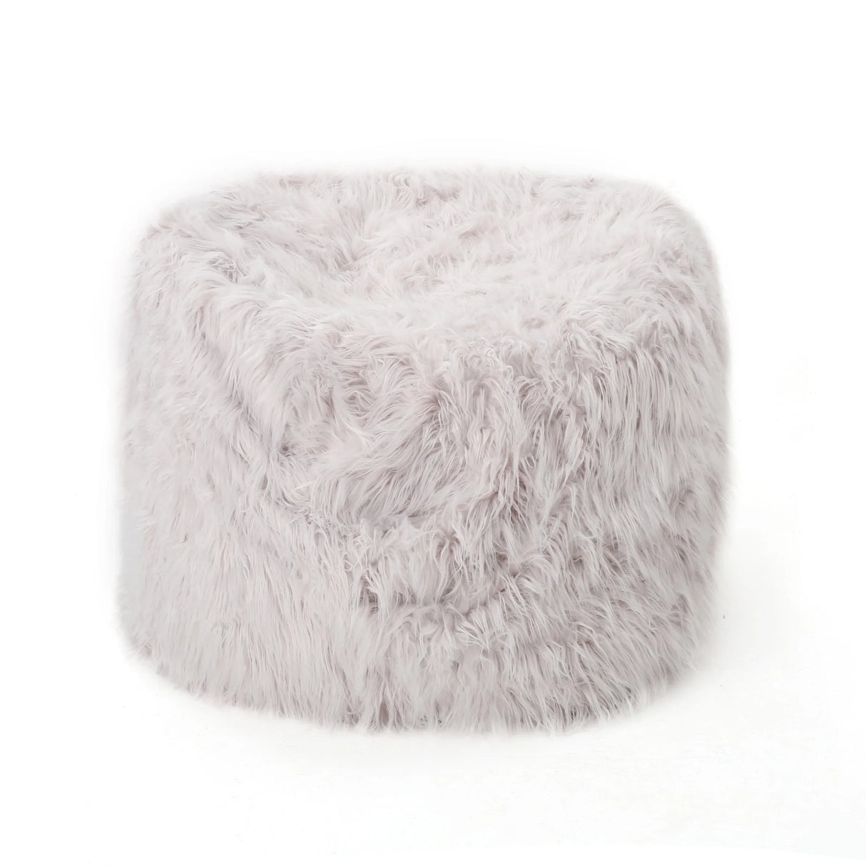 Rounded Lavender Faux Fur Foam Filled Bean Bag Chair - Omega Lifestyles