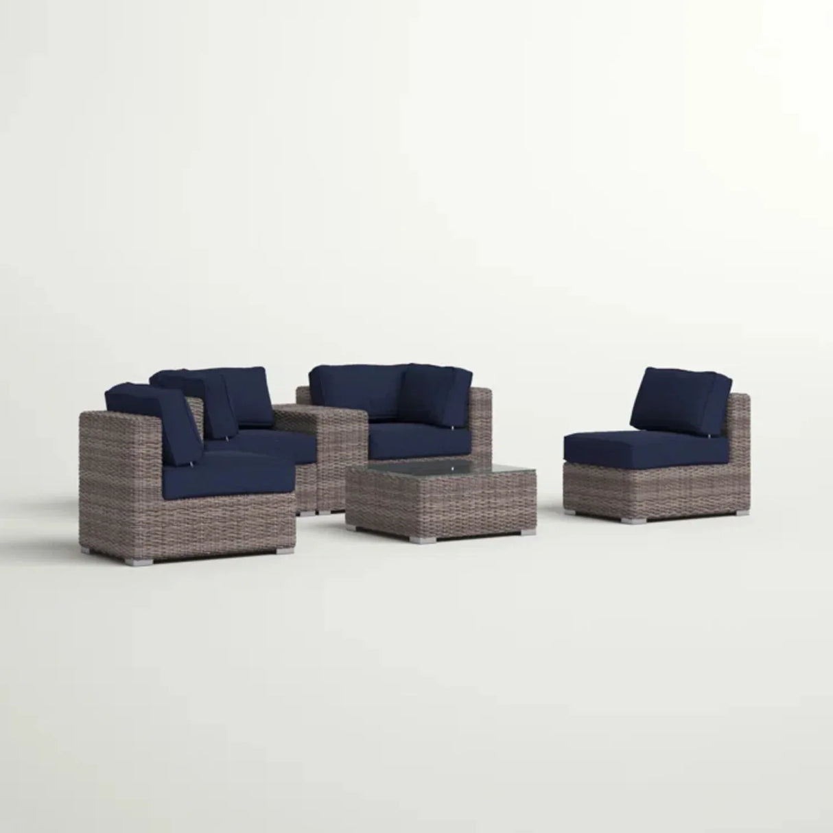 Weather-Resistant HDPE Wicker Patio Conversation Set With Cushions - Omega Lifestyles