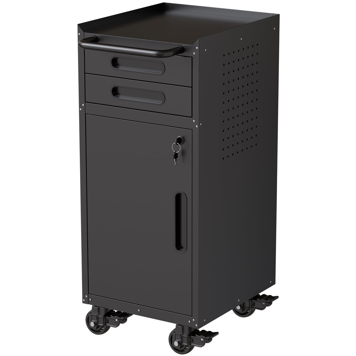 Slim Lockable Metal Rolling Tool Cabinet With Drawers