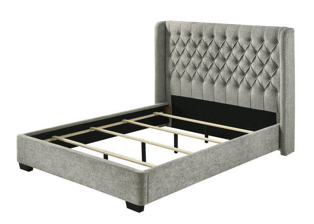 Contemporary Upholstered Queen Bed Frame With Tufted Headboard - Omega Lifestyles