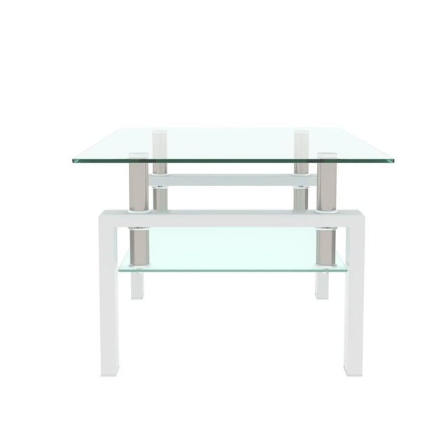 Modern Rectangle Glass Coffee Table With Double Storage - Omega Lifestyles