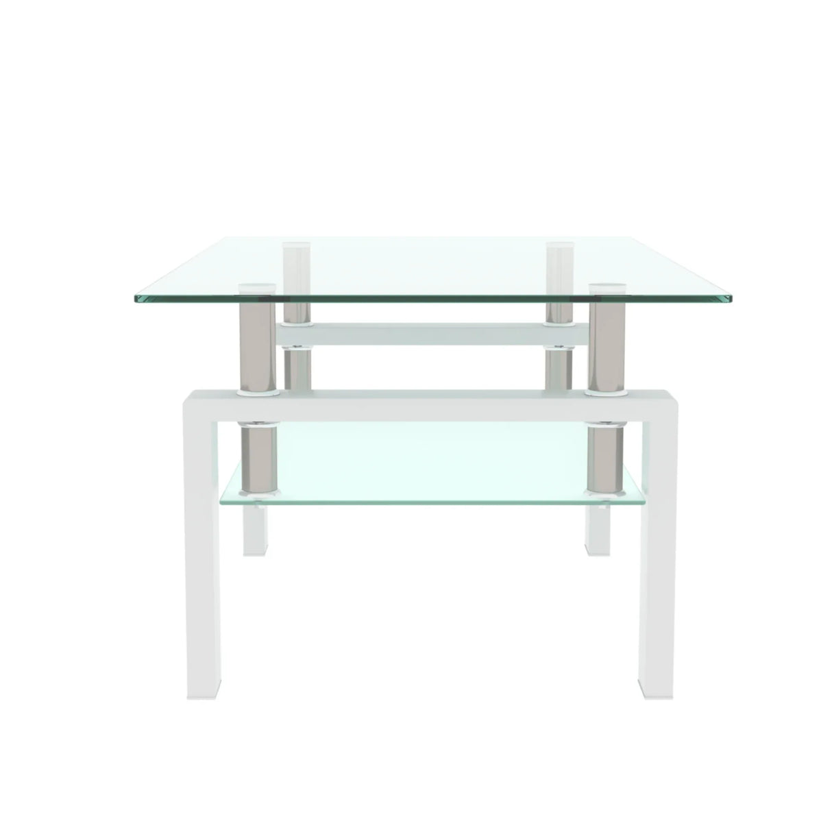 Modern Rectangle Glass Coffee Table With Double Storage - Omega Lifestyles