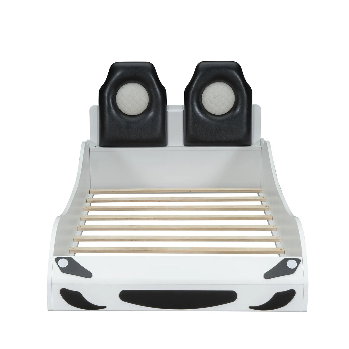 Twin Race Car-Shaped Wood Platform Bed With LED - Omega Lifestyles