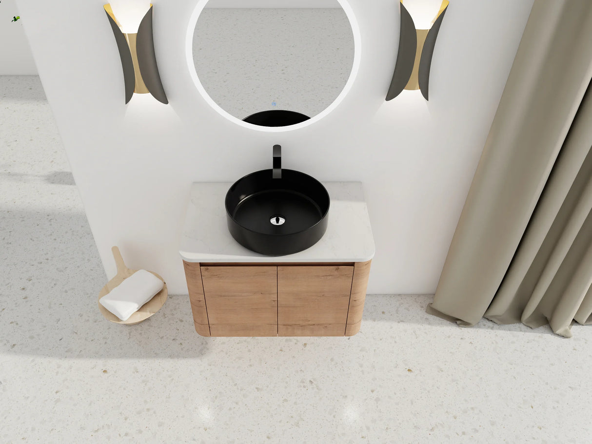 30-Inch Wall-Mounted Bathroom Vanity With Ceramic Sink - Omega Lifestyles