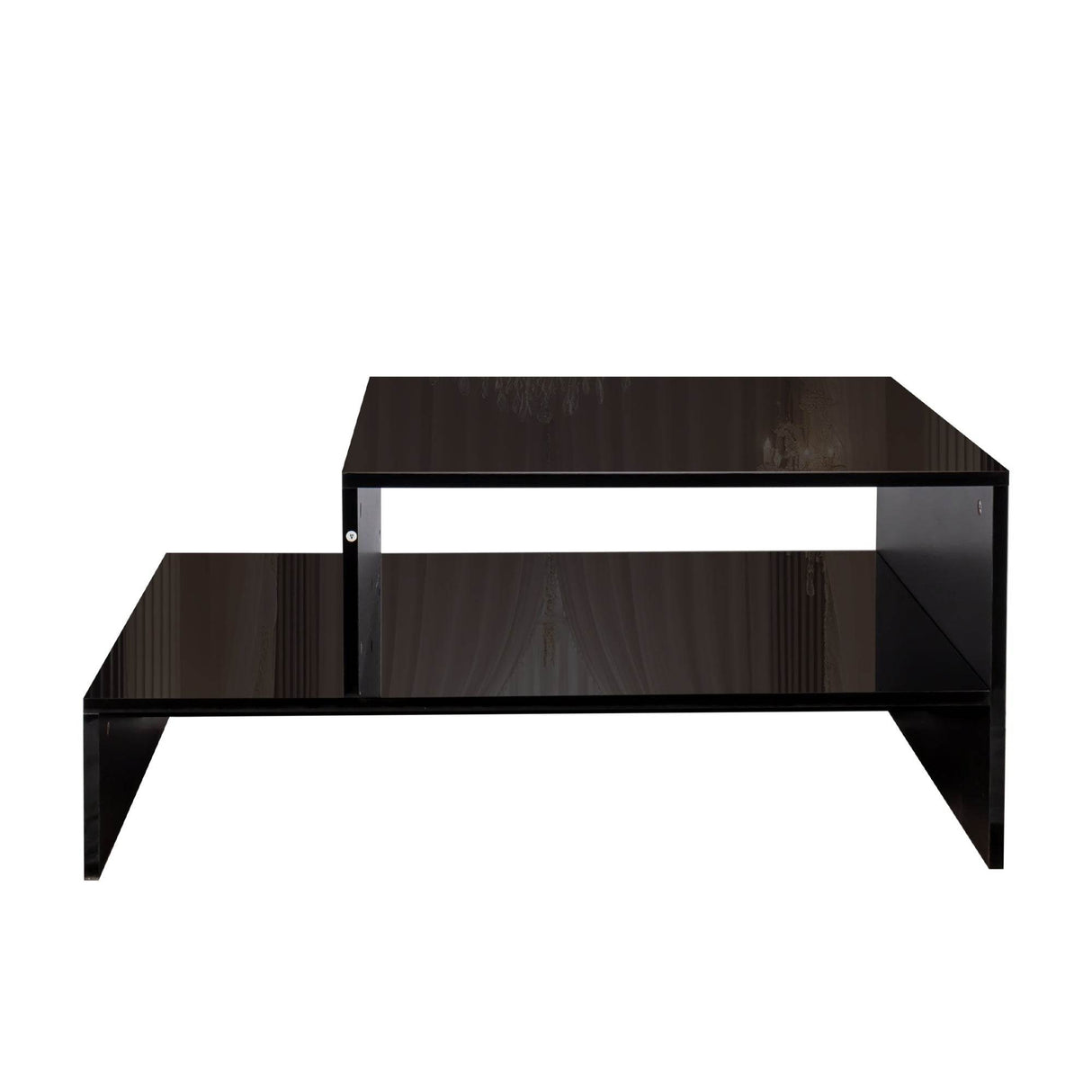 Architectural Shape Black Particle Board Coffee Table - Sleep Galleria