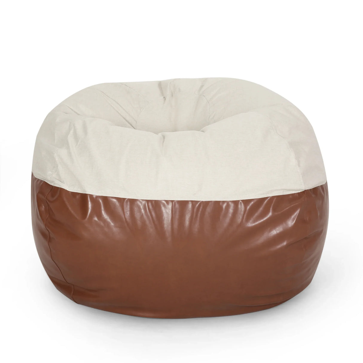 Faux Leather Foam Filled Rounded Maxi Bean Bag Chair - Omega Lifestyles