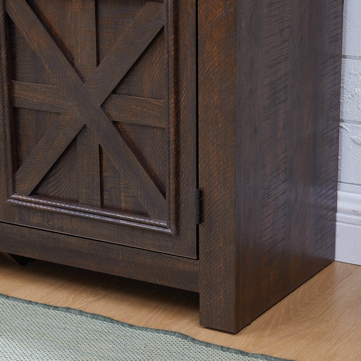 Farmhouse Espresso TV Stand With Fireplace Insert - Sleep Galleria