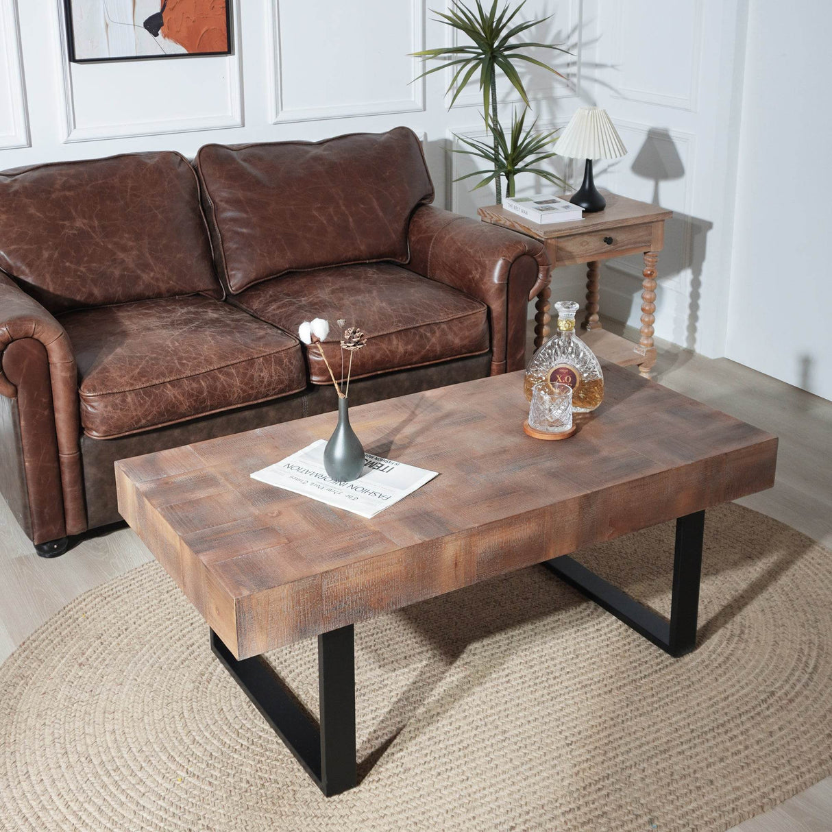 Rustic Industrial Handcrafted Solid Wood Coffee Table - Sleep Galleria