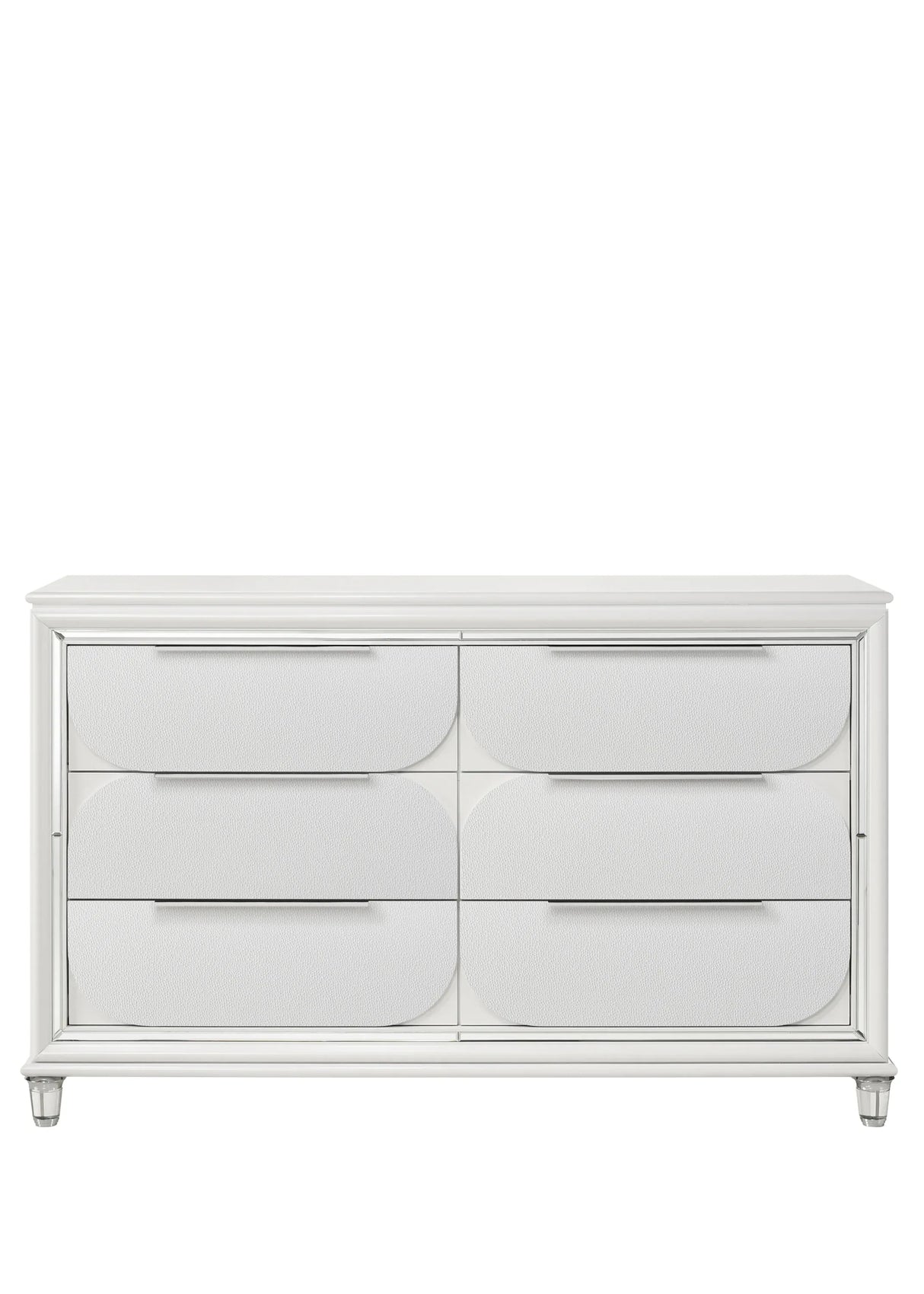 Modern Pearl White Synthetic Wood Dresser With Ample Storage - Omega Lifestyles